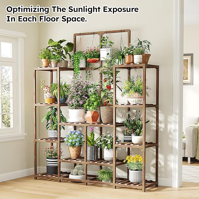 EnHomee Plant Stand Indoor Wood Plant Stand Outdoor Tiered Plant Shelf - Image 3