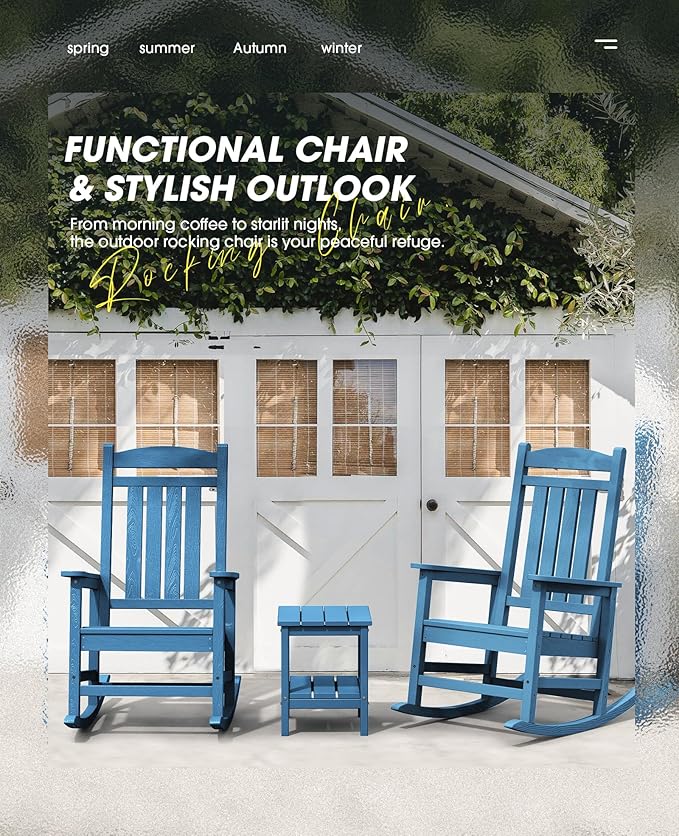 KINGYES HDPE Rocking Chairs Outdoor, Patio Rocking Chairs - Image 5