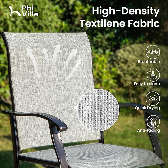 PHI VILLA Outdoor Swivel Patio Bar Stools Set of 6, 30 Inch Bar Height Tall - Image 6