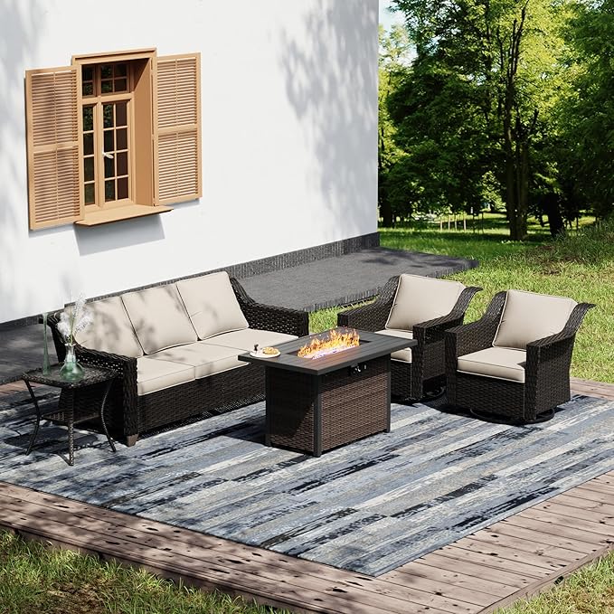 Joyside Wicker Patio Furniture Sets, 5 Pieces Upgraded Large Size Outdoor by Joyside