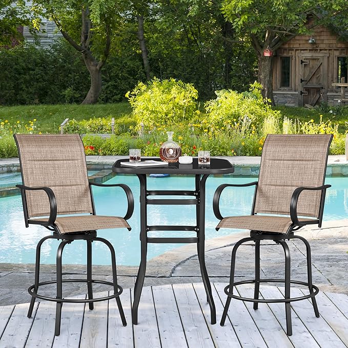 Yaheetech 4 Piece Patio Swivel Bar Stools Texteline Bistro Chairs - Image 4