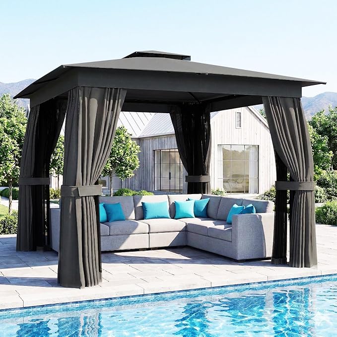 Outsunny 10' x 10' Outdoor Patio Gazebo, Heavy Duty Gazebo Canopy Shelter by Outsunny