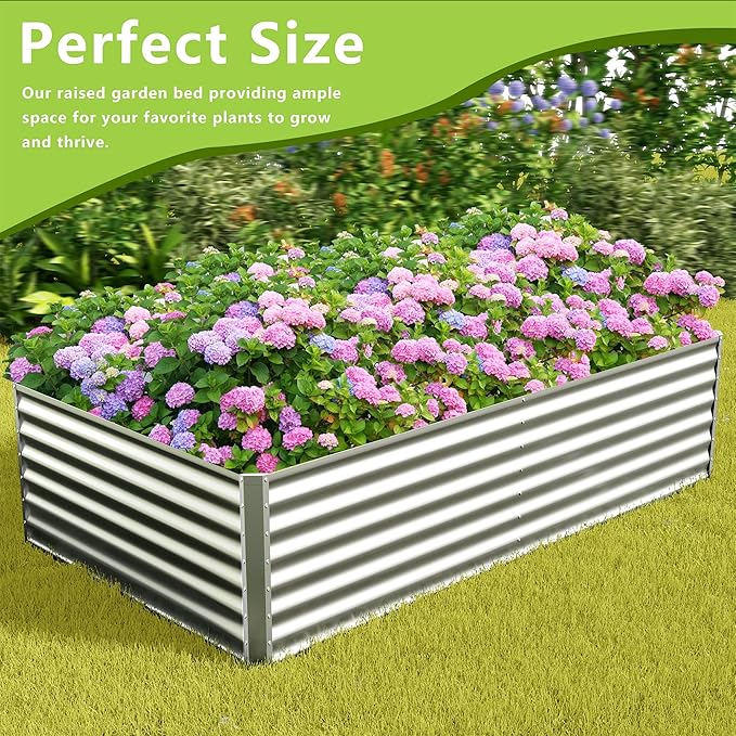 8x4x2FT Galvanized Raised Garden Bed, Galvanized Planter Boxes Outdoor - Image 5