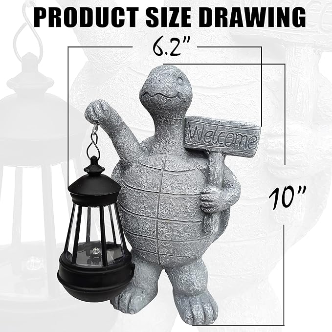 Sea Turtle Solar Garden Statues, Resin Sea Turtle Figurine Decorations - Image 2