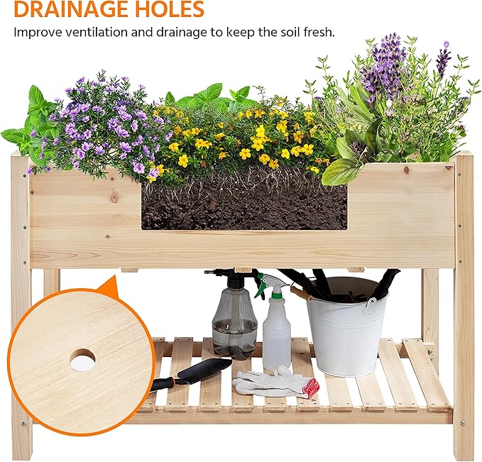 Yaheetech 47x23x32in Wooden Raised Garden Bed - Image 4