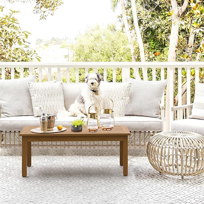 LUE BONA Outdoor Coffee Table, HDPS Patio Coffee Tables - Image 2