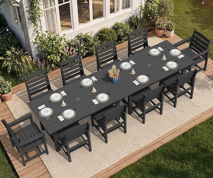 SERWALL Patio Dining Sets for 10 Person, HDPE Dining Set by SERWALL