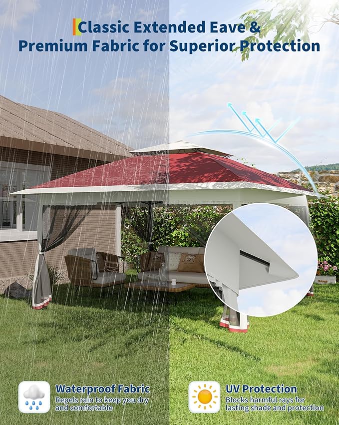Canopy Tent 12x12 ft, Pop Up Gazebo One-Push Setup - Image 7