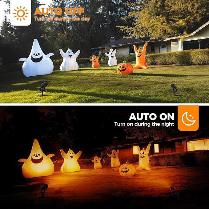 L LOHAS LED Halloween Orange and Purple Spotlights Outdoor, Auto On/Off 5W 120V - Image 2