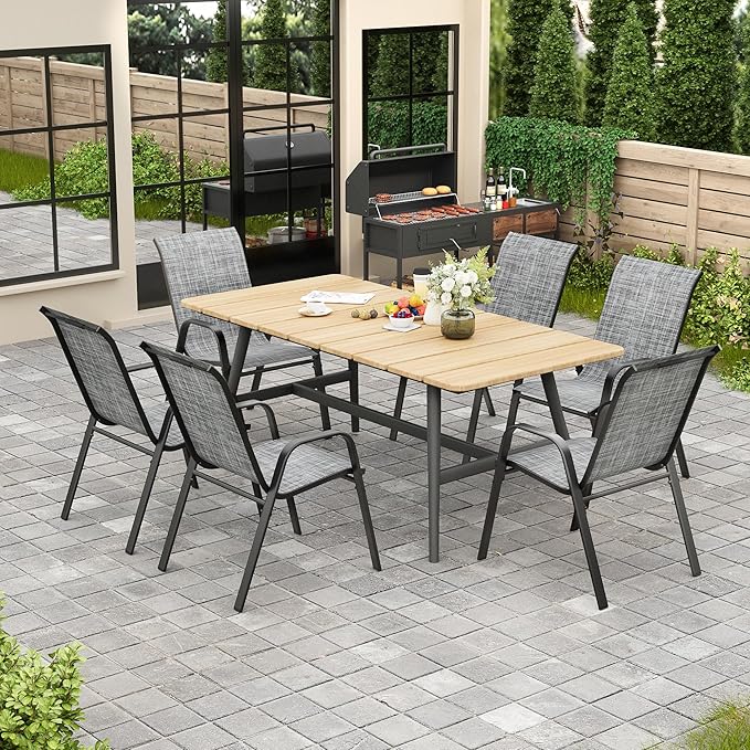 Patio Chairs Set of 4, Stackable Outdoor Dining Chairs - Image 6