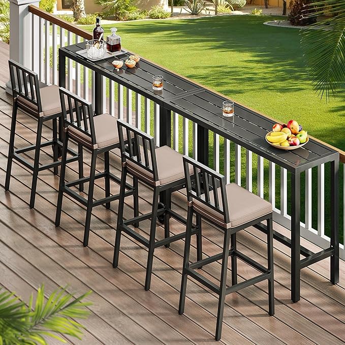 YITAHOME Outdoor Bar Stools Set of 2, Cushioned Metal Outdoor Bar Stools - Image 5