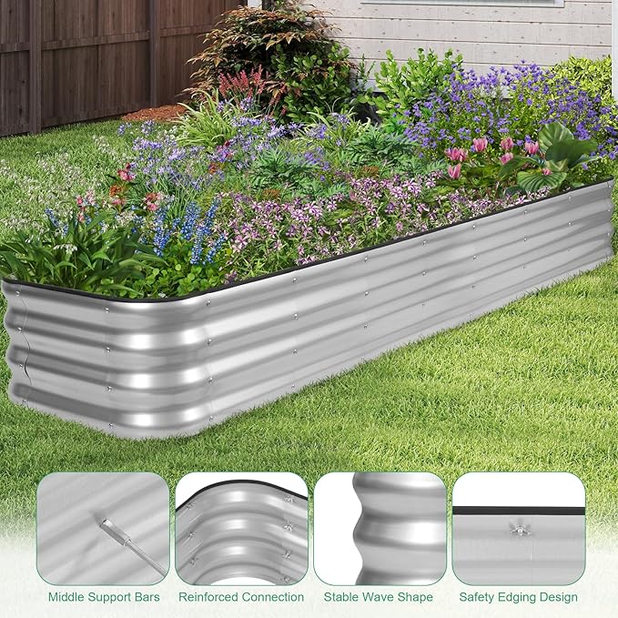 1MORE Raised Garden Bed -8X2X1 Galvanized Planter Box - Image 6