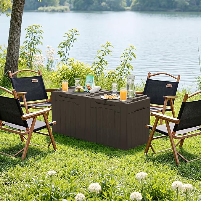 JUMMICO 31 Gallon Resin Deck Box Waterproof Indoor Outdoor Storage Boxes - Image 4