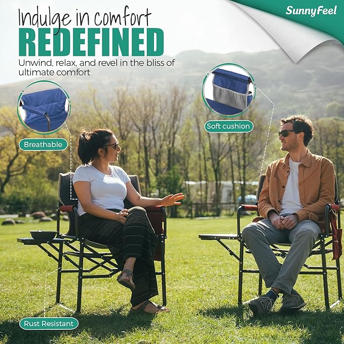 SUNNYFEEL Camping Directors Chair, Heavy Duty, Oversized Portable Folding Chair - Image 4