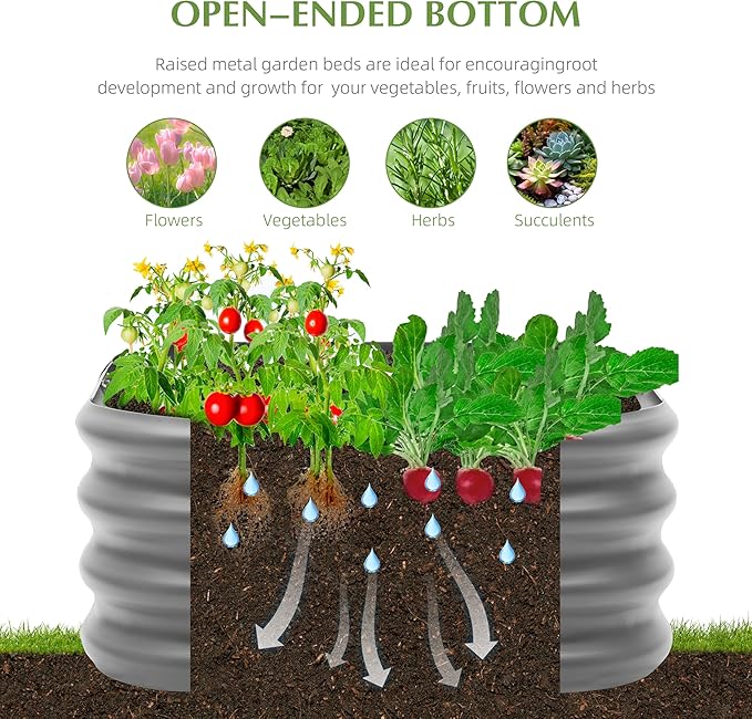 2-Pack 2x1ft Galvanized Raised Garden Bed, Outdoor Planter Bed, Metal Planter - Image 3