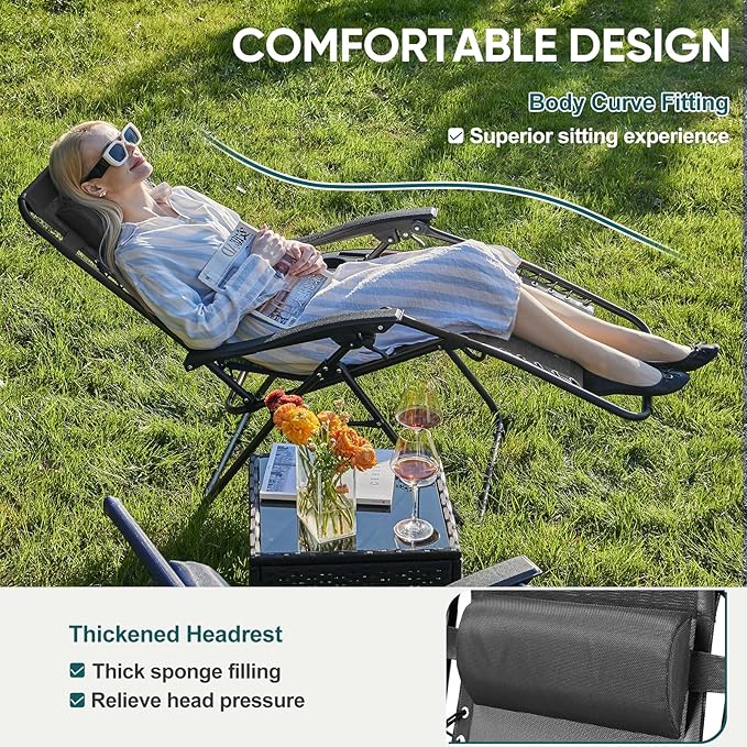 NEWBULIG Zero Gravity Chair Set of 4, Lounge Chair Folding Portable Adjustable - Image 3