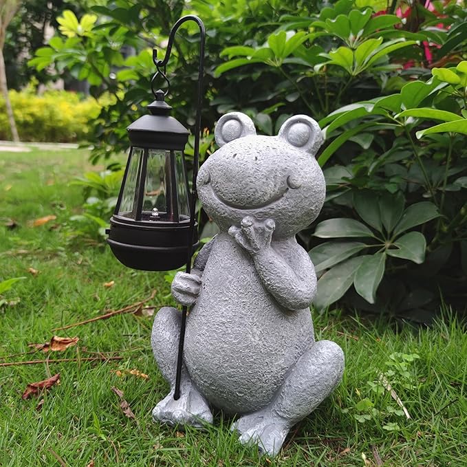 Frog Solar Garden Statues, Resin Frog Figurine Decorations - Image 6