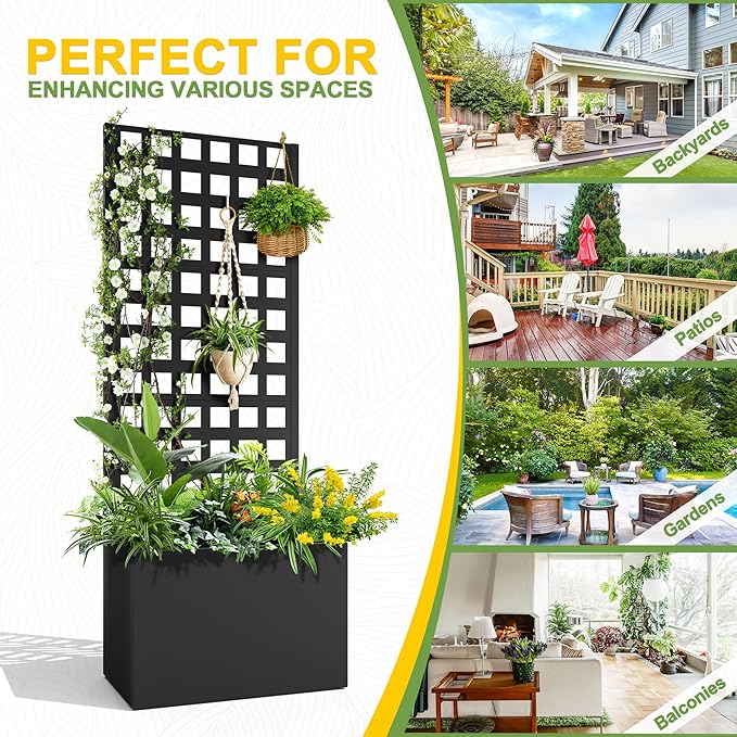 FENCY Metal Planter Box with Trellis, Planter Trellis - Image 5