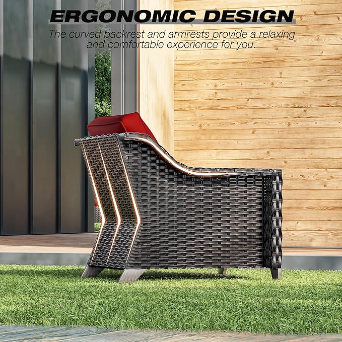 Joyside Wicker Patio Chairs Set of 2, Outdoor Rattan Furniture - Image 5
