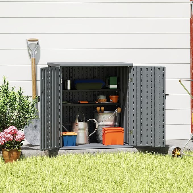 EHHLY Heavy Duty Small Storage Cabinet Outdoor Weatherproof, 14 Cuft Garage - Image 3
