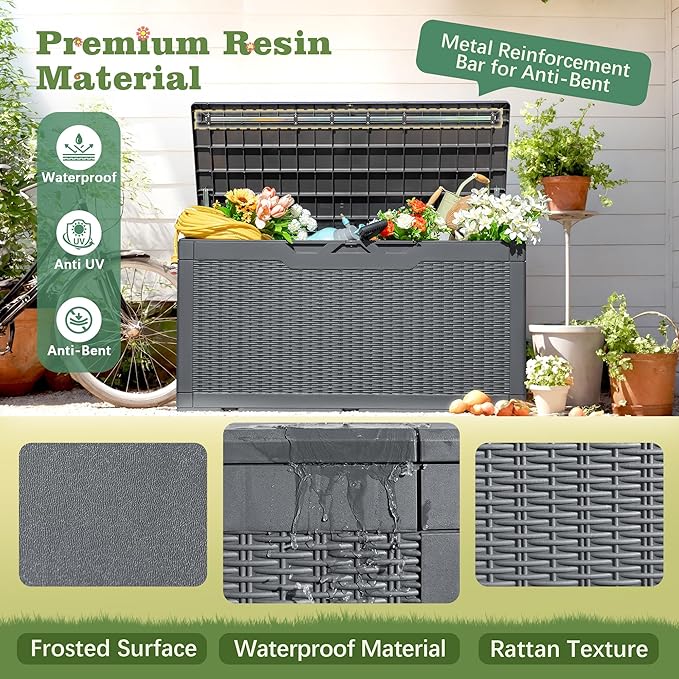 Flamaker Outdoor Storage Box 100 Gallon Waterproof Resin Deck Box Delivery Box - Image 3