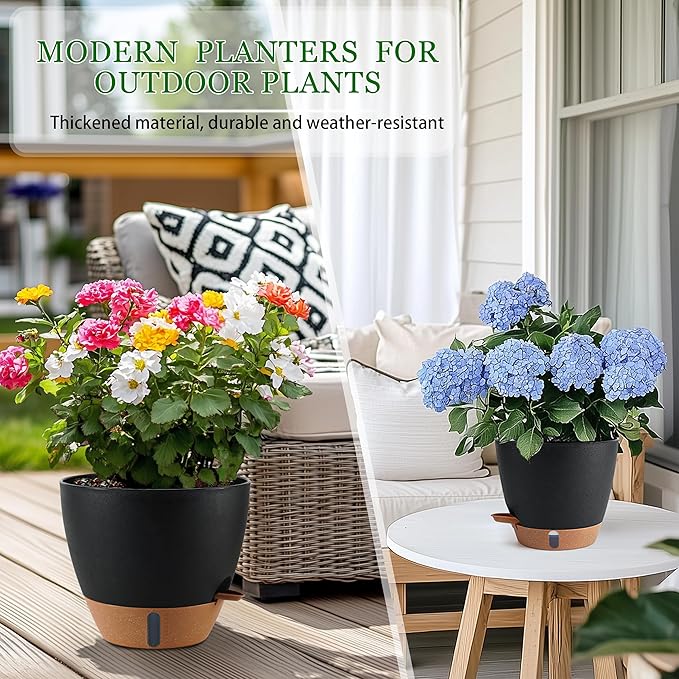 Self Watering Pots for Inoor Ourdoor Plants 10/9/8/7/6.5 Inch Plastic Planters - Image 8