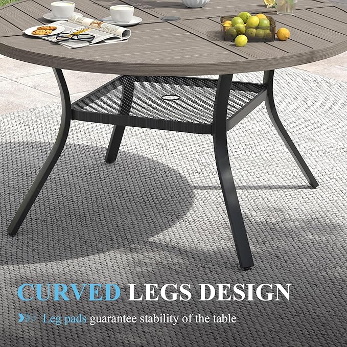 VICLLAX Patio Dining Set for 6, 7 Pieces Outdoor Furniture Set- 47" Round Patio - Image 6