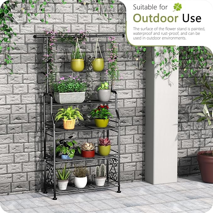 GIOTORENT Plant Stand Indoor Outdoor, 4-Tier Heavy Duty Metal Shelves, Display - Image 5