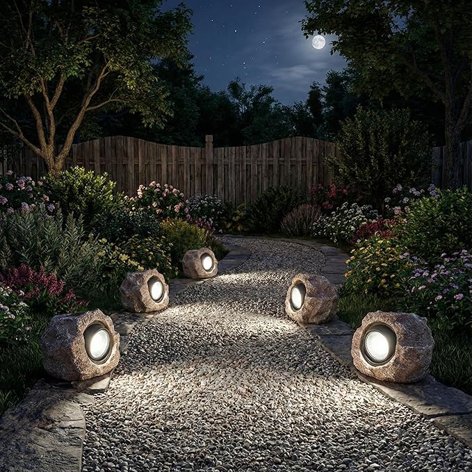 2 Pack Solar Rock Lights, Outdoor Decorative Garden Spotlights - Image 3