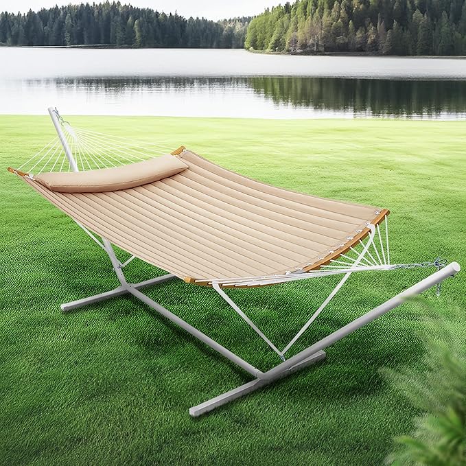 SUPERJARE Hammock with Stand, 2 Person Heavy Duty Hammock with Padded Cotton - Image 2