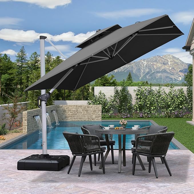 PURPLE LEAF 9ft Patio Umbrella Outdoor Square Umbrella Large Cantilever - Image 2