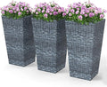Outsunny Tall Planters for Outdoor Plants Set of 3, 24 in Taper Planters by Outsunny