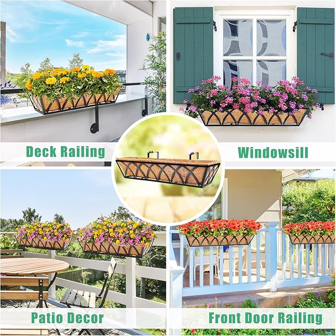 24in 4pcs Planter Box with Coco Liner, Rust-Resistant Metal Frame, Drainage Hole - Image 5