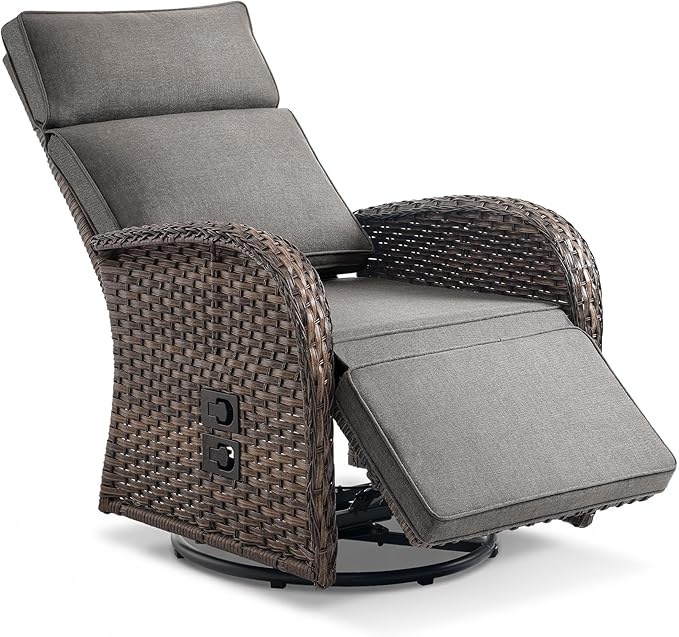 Zero Gravity Patio Swivel Rocking Recliner Chair - Image 7