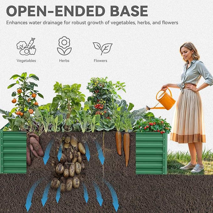 YITAHOME 96x48x24 in 2pcs Galvanized Raised Garden Bed Kit, Large Metal Planter - Image 5