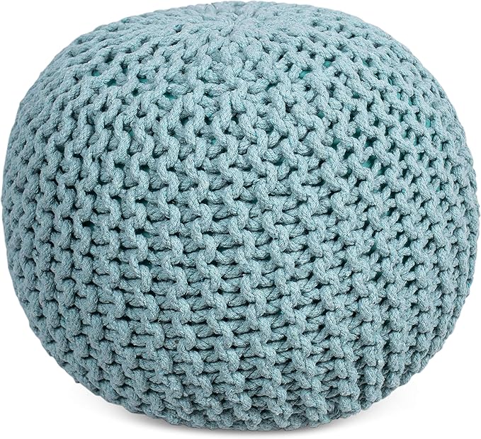 BIRDROCK HOME Round Pouf Ottoman | Cotton Braided Round Foot Stool | Bedroom by BIRDROCKHOME