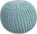 BIRDROCK HOME Round Pouf Ottoman | Cotton Braided Round Foot Stool | Bedroom by BIRDROCKHOME