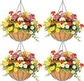 4 Pack 12 Inch Hanging Baskets for Plants Outdoor Metal Hanging Planter Hanging by Qusuxi