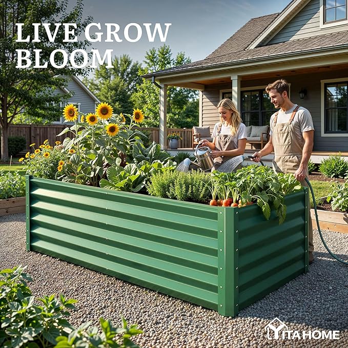 YITAHOME 6x3x3ft Large Raised Garden Bed Kit, Galvanized Metal Planter Box - Image 3