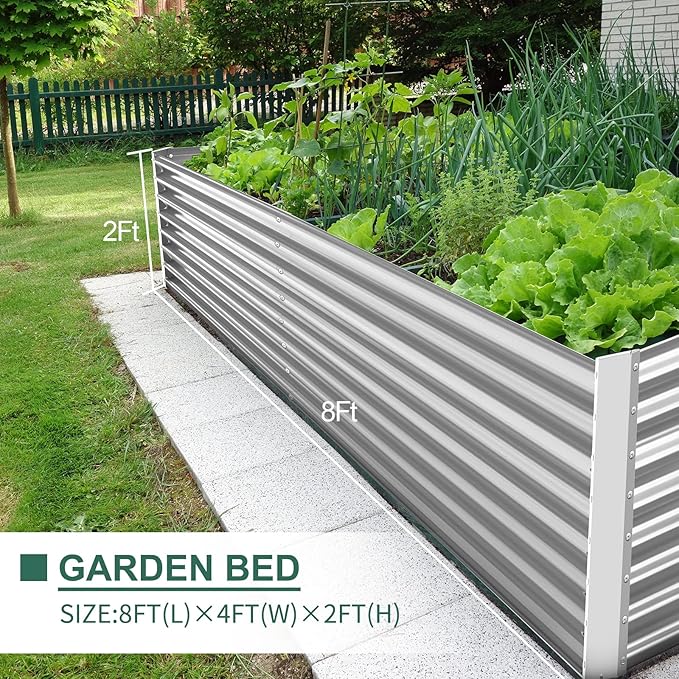 Land Guard 8×4×2 ft Galvanized Raised Garden Bed Kit, Galvanized Planter Raised - Image 6