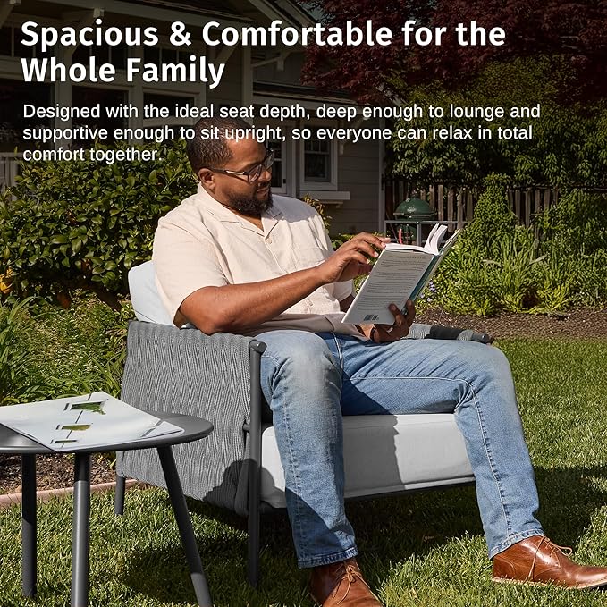 East Oak 3-Piece Patio Furniture Set | Armchairs & Coffee Table | Outdoor - Image 6