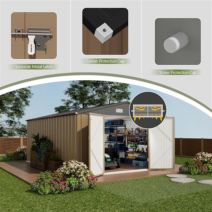 Devoko 10x14 FT Outdoor Storage Shed, Large Metal Storage Sheds - Image 5