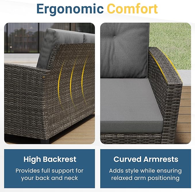 Wisteria Lane 4 Piece Patio Furniture Set, Wicker Outdoor Patio Conversation - Image 3