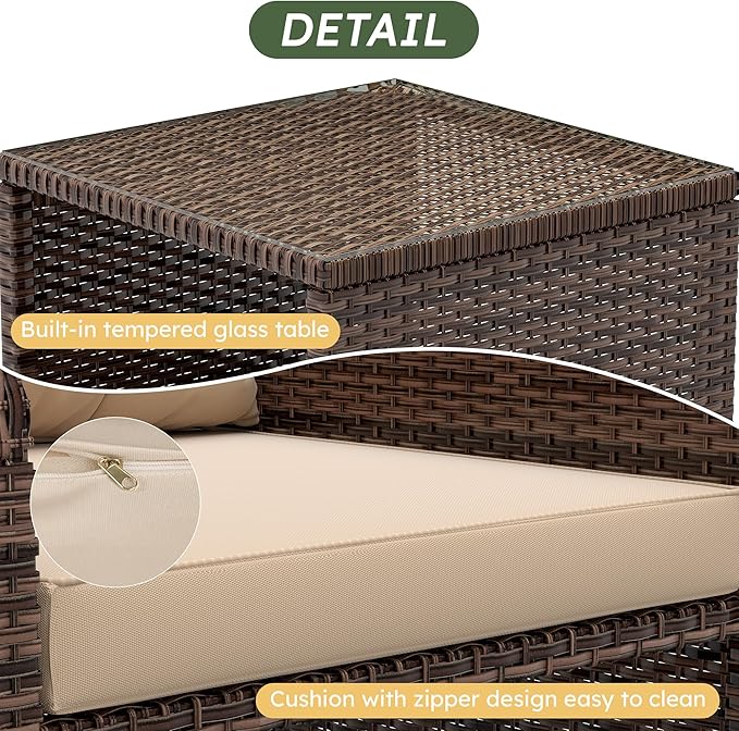 LHBcraft Balcony Furniture 5 Piece Wicker Patio Furniture Set, Outdoor - Image 3