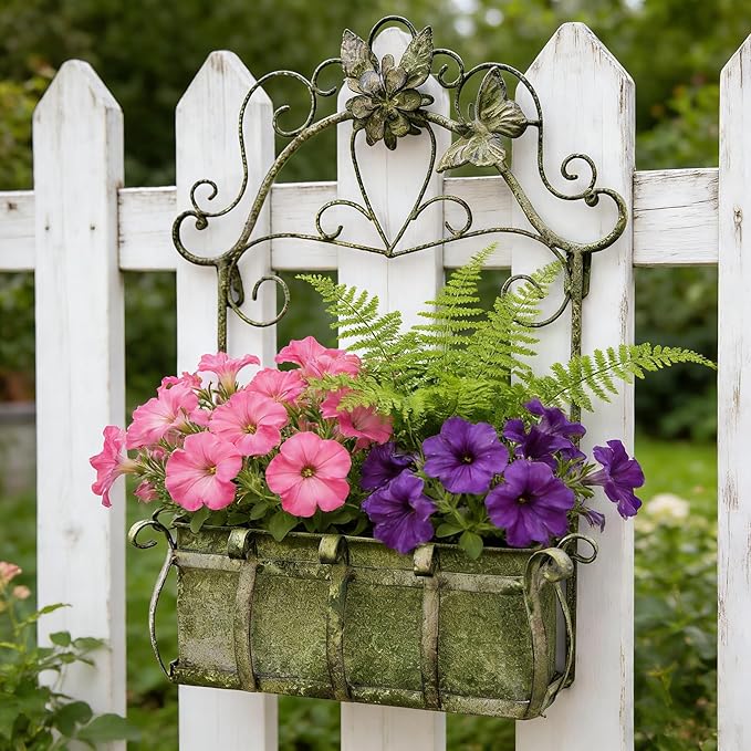 Rustic Metal Wall Planter Vintage Wall Mounted Flower Pot Farmhouse Distressed - Image 7