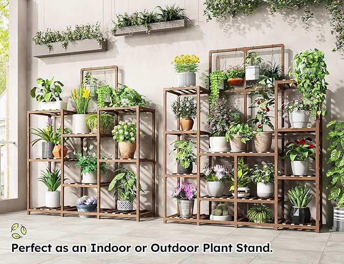 EnHomee Plant Stand Indoor Large Plant Stand Outdoor 5 Tiers Wood Tiered Plants - Image 4