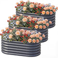 AHEONLAR 3 Pack 4×2×1.5ft Galvanized Raised Garden Beds Outdoor, Sturdy Planter by AHEONLAR