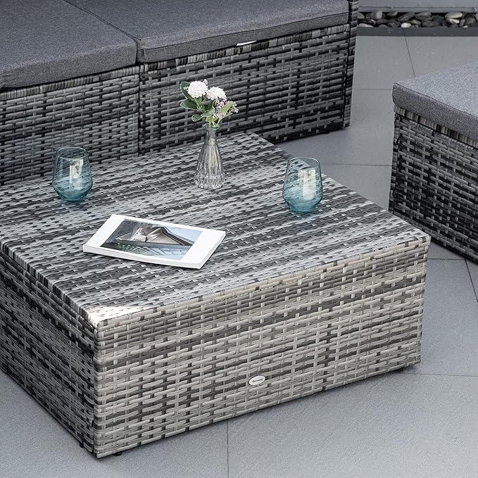 Outsunny 4-Piece Outdoor Rattan Furniture Set, Round Convertible Patio Daybed - Image 9