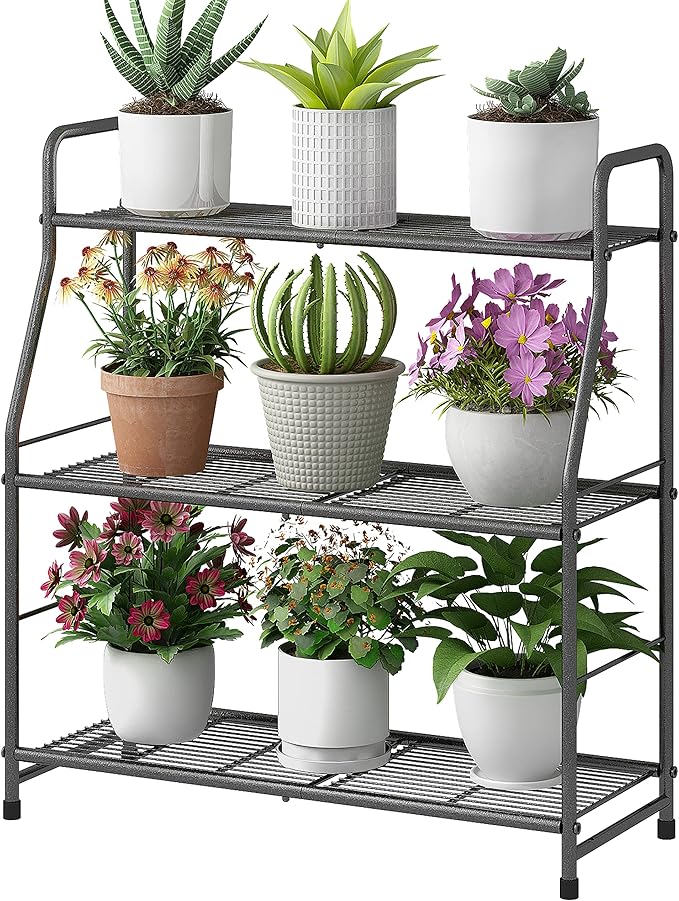 Simple Trending Plant Stand Outdoor Indoor 3 Tier Metal Waterproof Plant Shelf by SimpleTrending