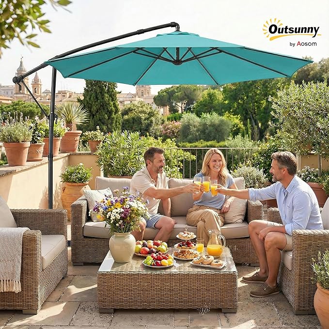 Outsunny 10 ft Offset Patio Umbrella - Image 2